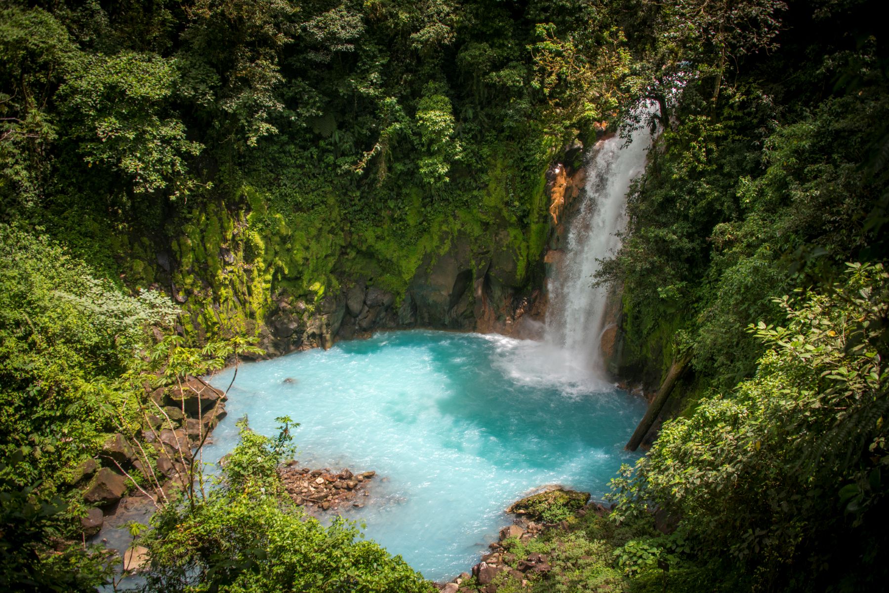 waterfall at the Rio Celeste in Costa Rica